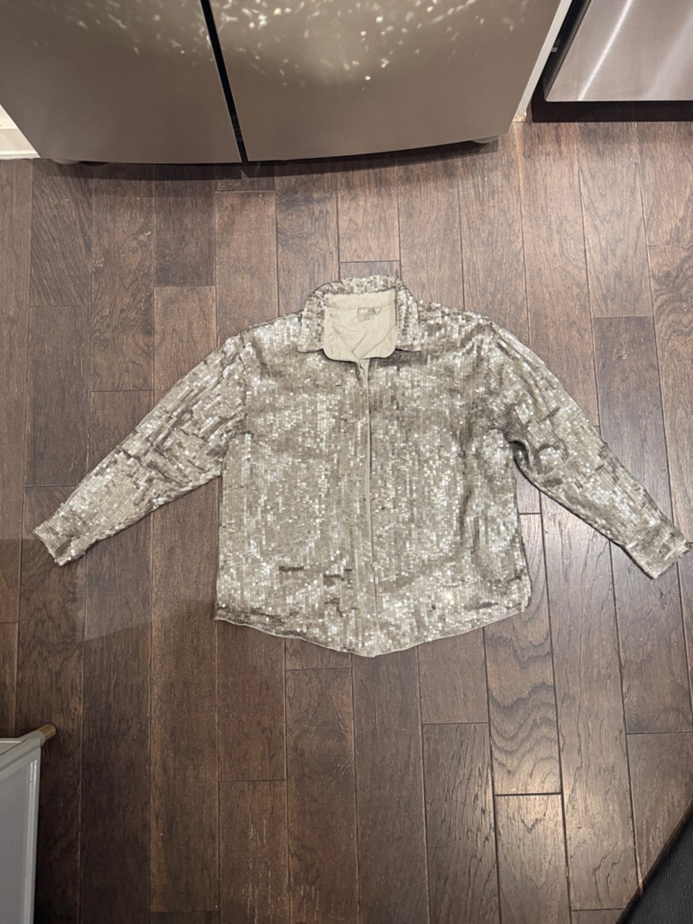 Sequin button-down top in Silver